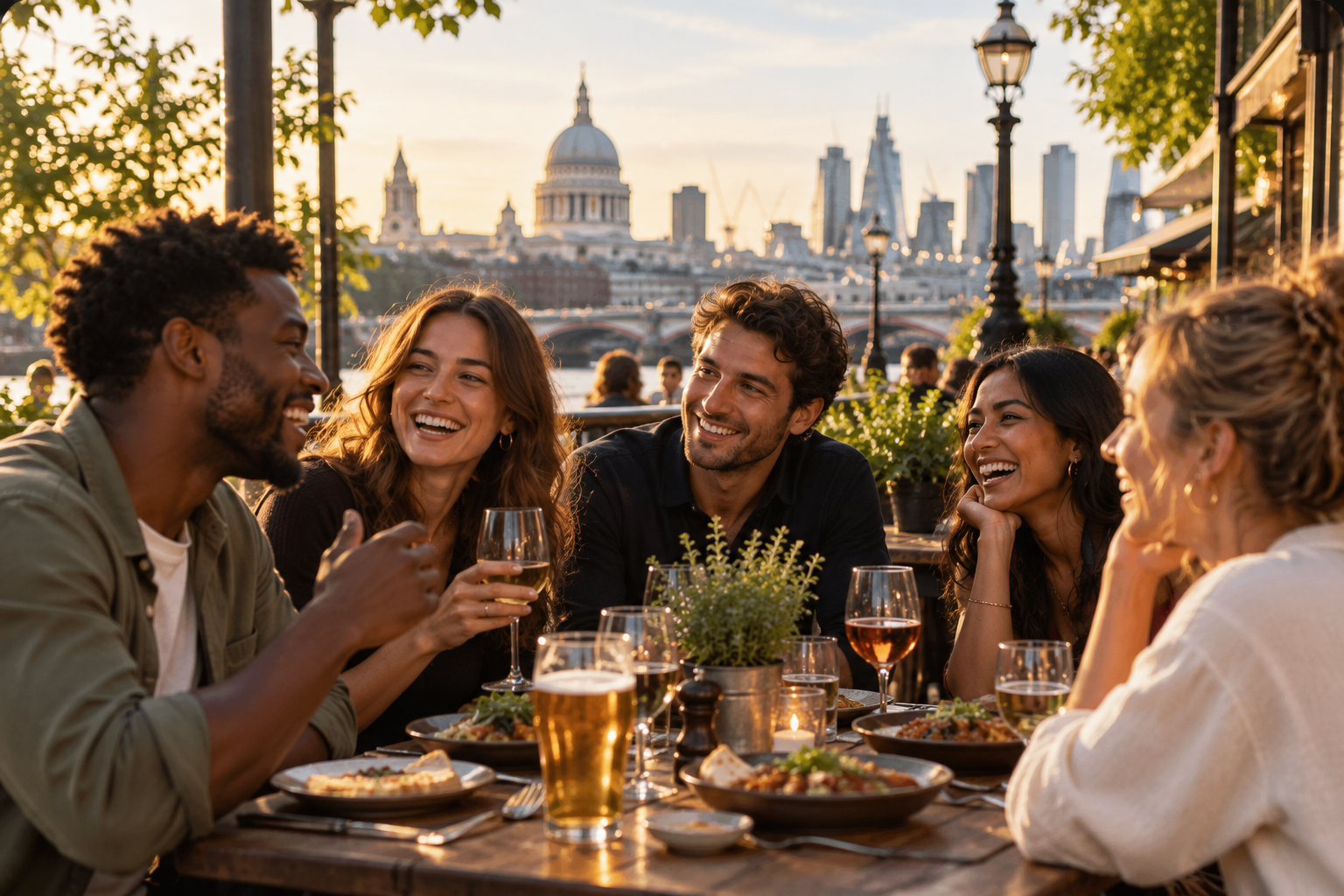 A group of friends laughing together at a social gathering